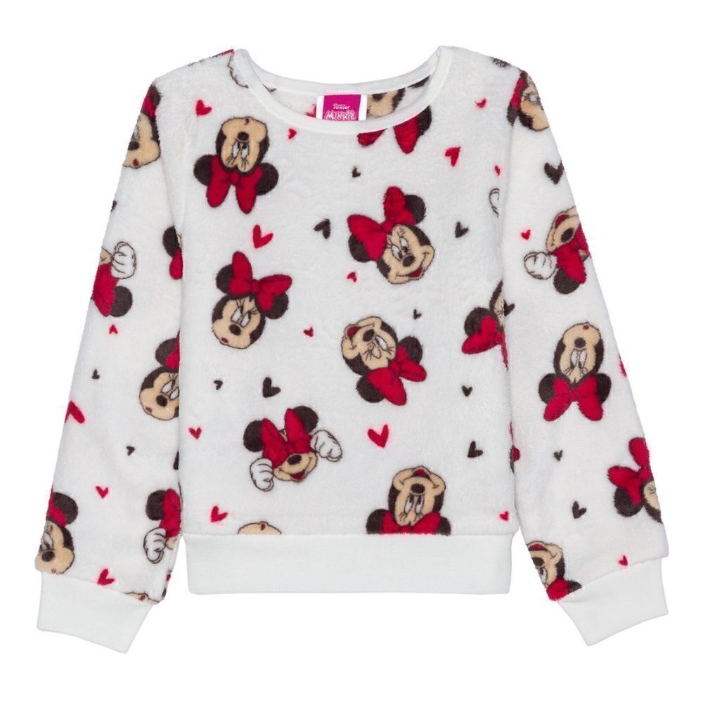Big Girls Tween Minnie Mouse Long Sleeve Plush Pullover Sweater